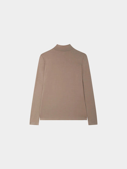 Modal Turtleneck Long Sleeve-Taupe by MELI