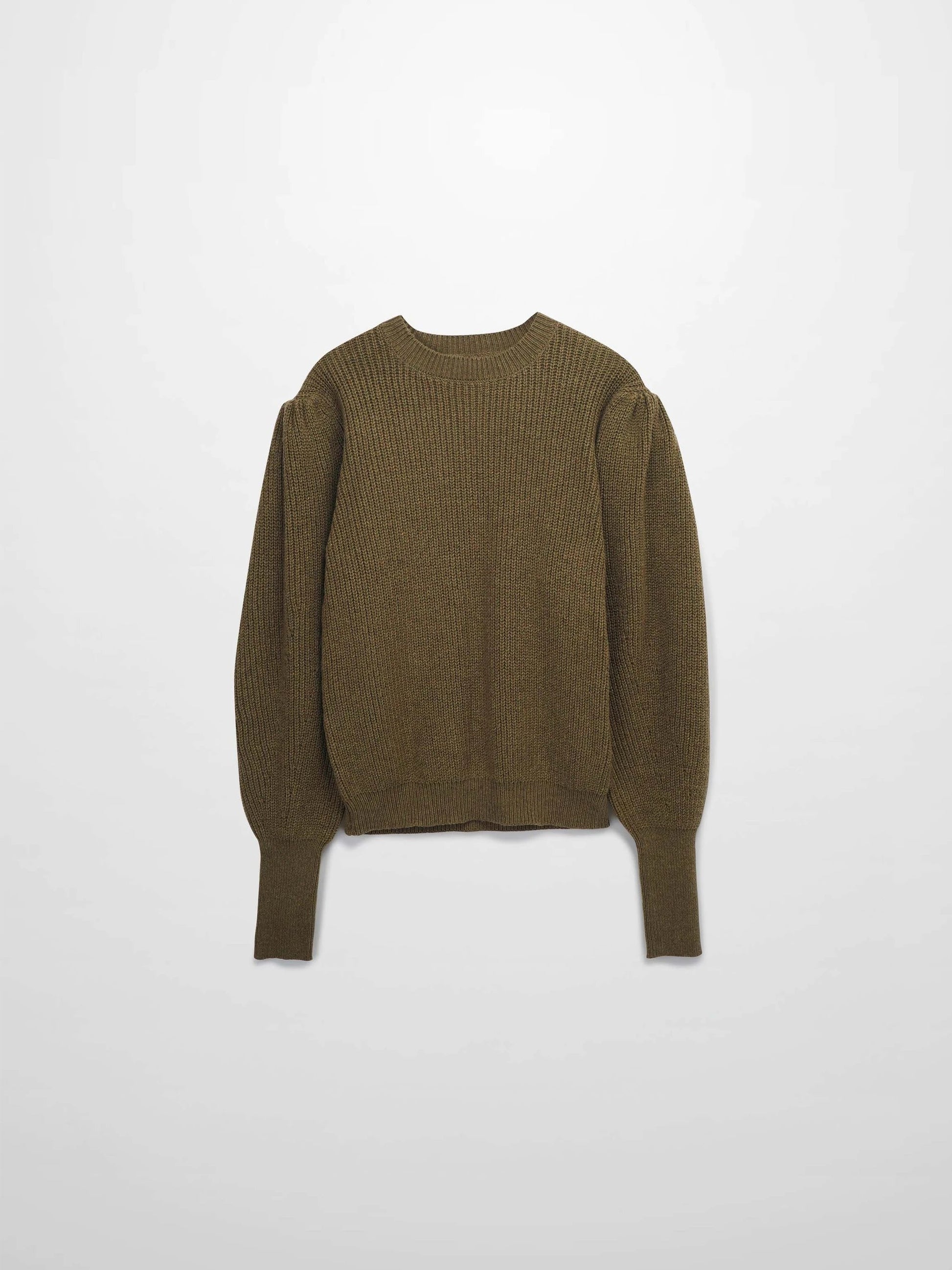 Puff Sleeve Sweater-Olive by MEENA