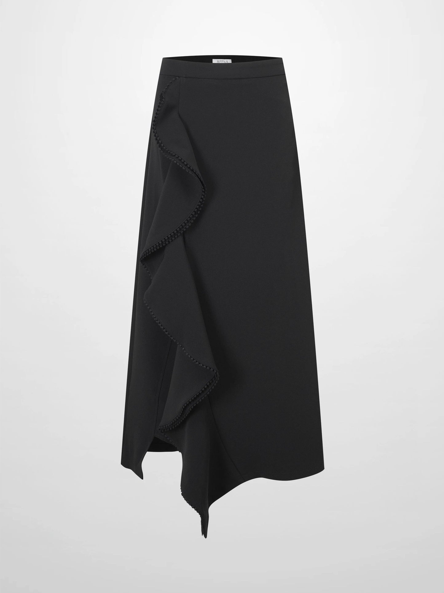 Side Ruffle Skirt-Black by MEENA