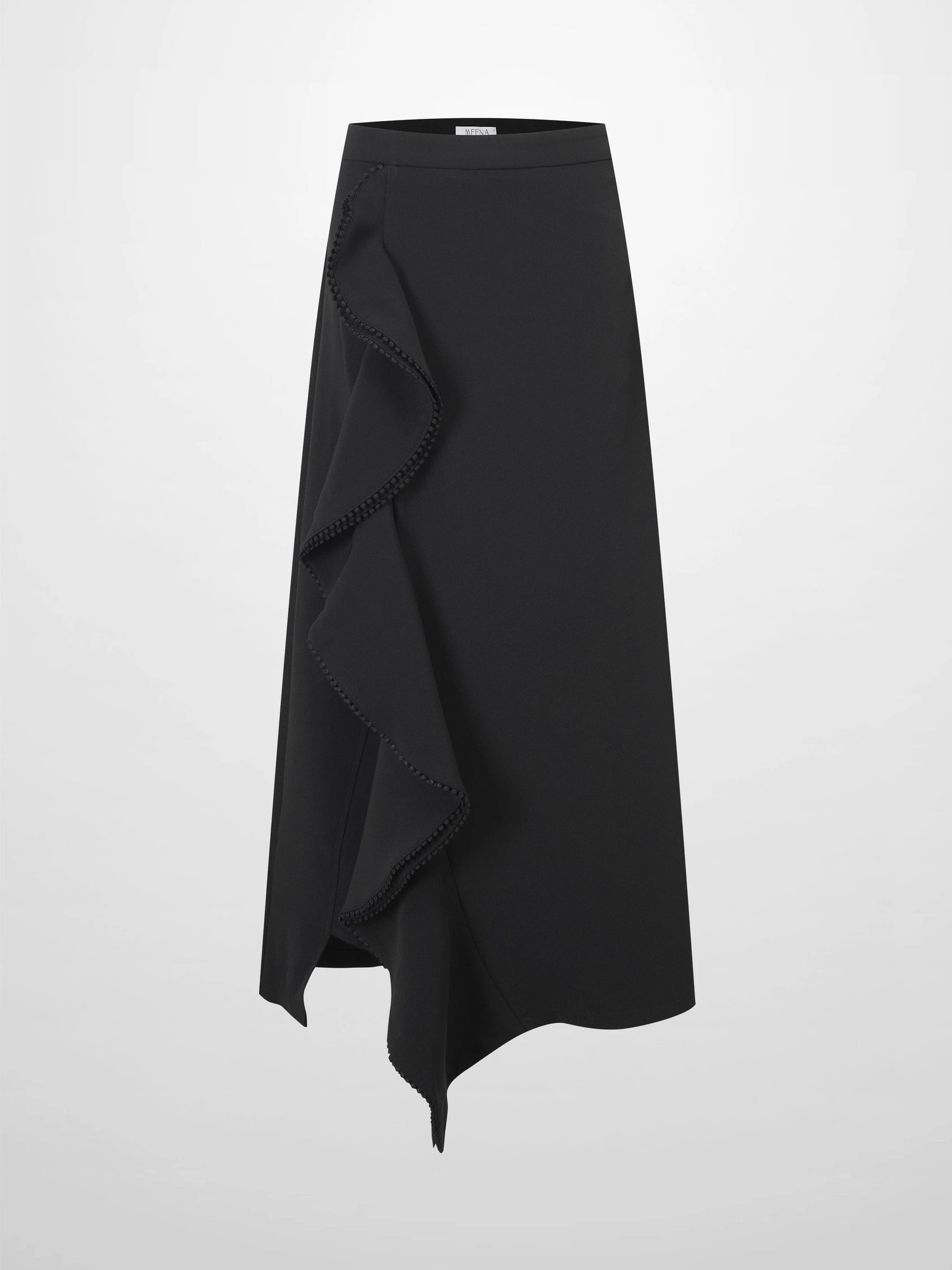 Side Ruffle Skirt-Black by MEENA