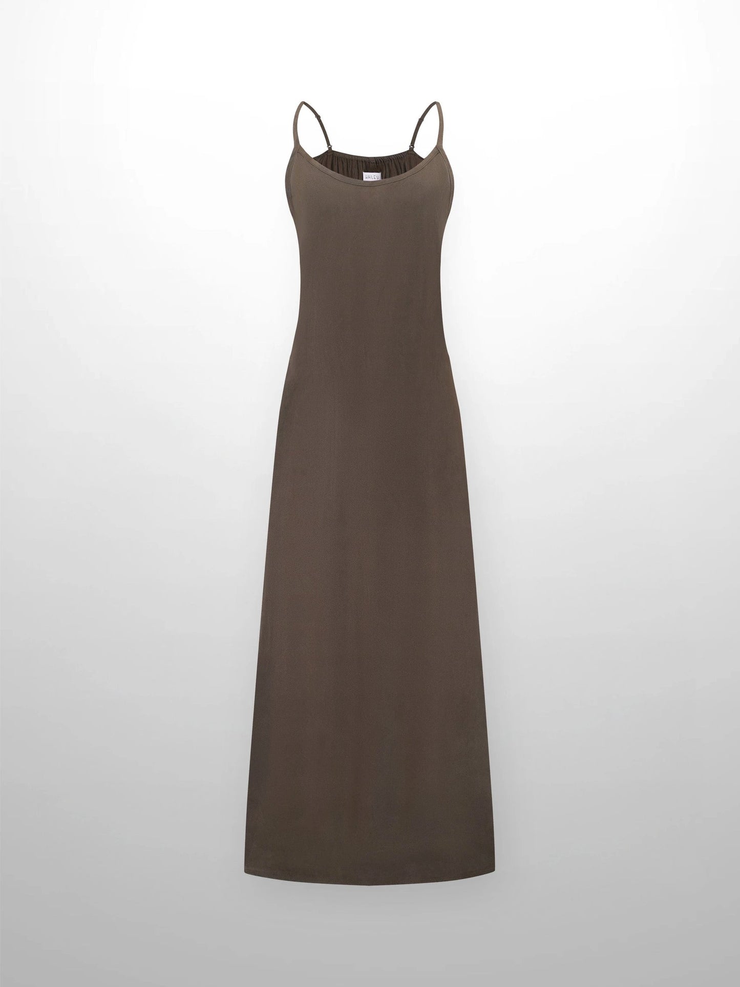 Cupro Crew Neck Slip Dress-Olive by HAILEY