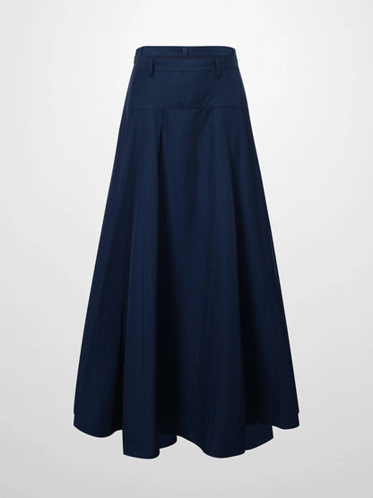 Taffeta Yoke Skirt-Navy by MIRAGE