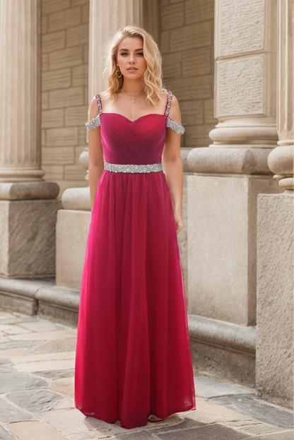 Rubelle Light Beaded Off-Shoulder A-Line Gown
