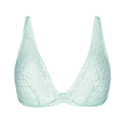 Gorteks Minty Soft Sheer Mesh Deep Plunge Bra