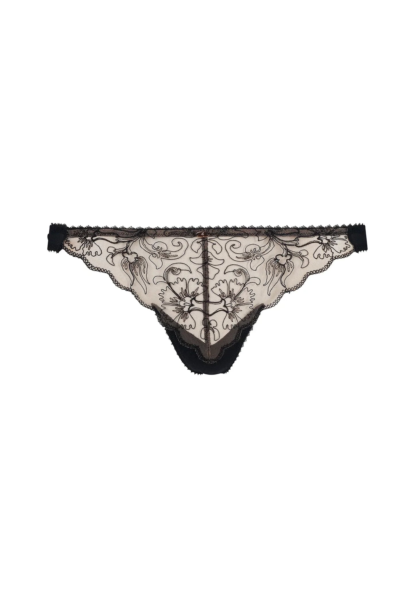 Gossard VIP Fleur de Nuit Black Sheer Thong Panty