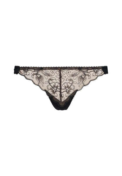 Gossard VIP Fleur de Nuit Black Sheer Thong Panty