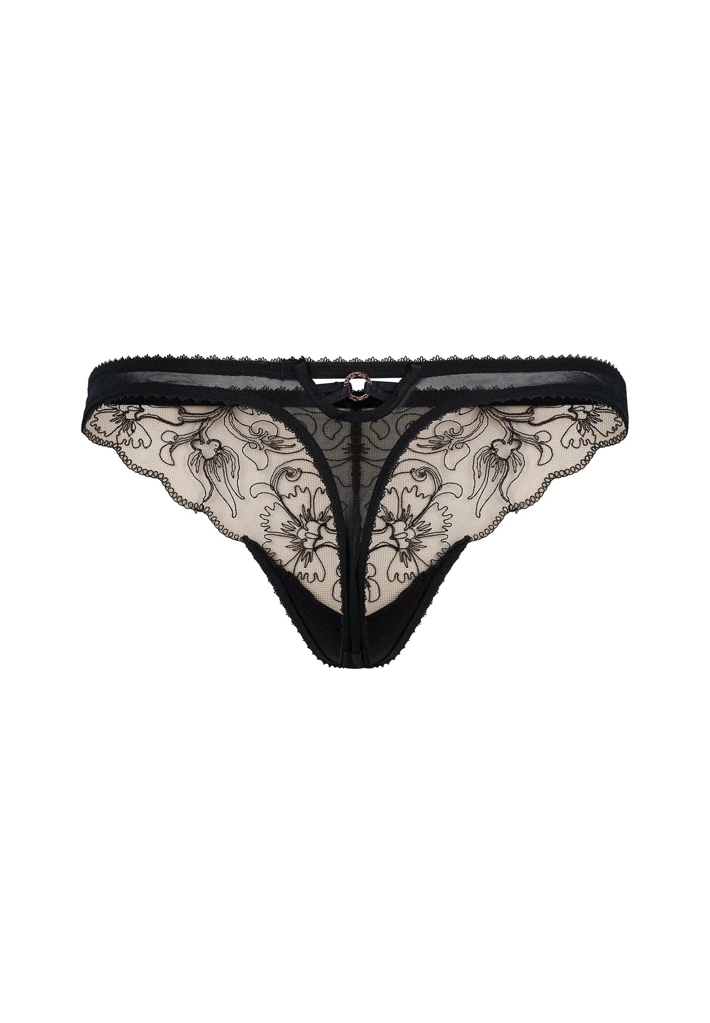 Gossard VIP Fleur de Nuit Black Sheer Thong Panty