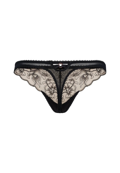 Gossard VIP Fleur de Nuit Black Sheer Thong Panty