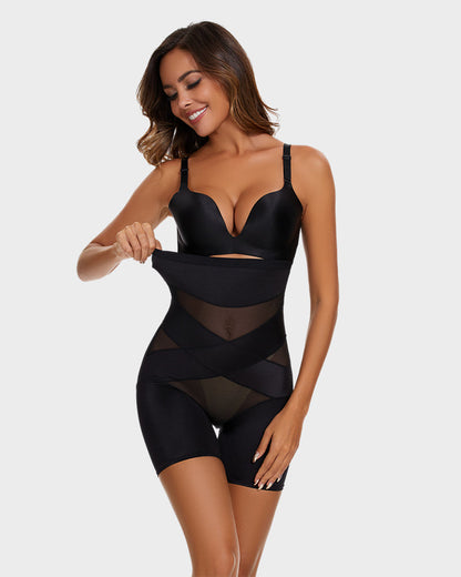 High Waist Cross Compression Mid-Thigh Shaping Shorts（2pcs ）