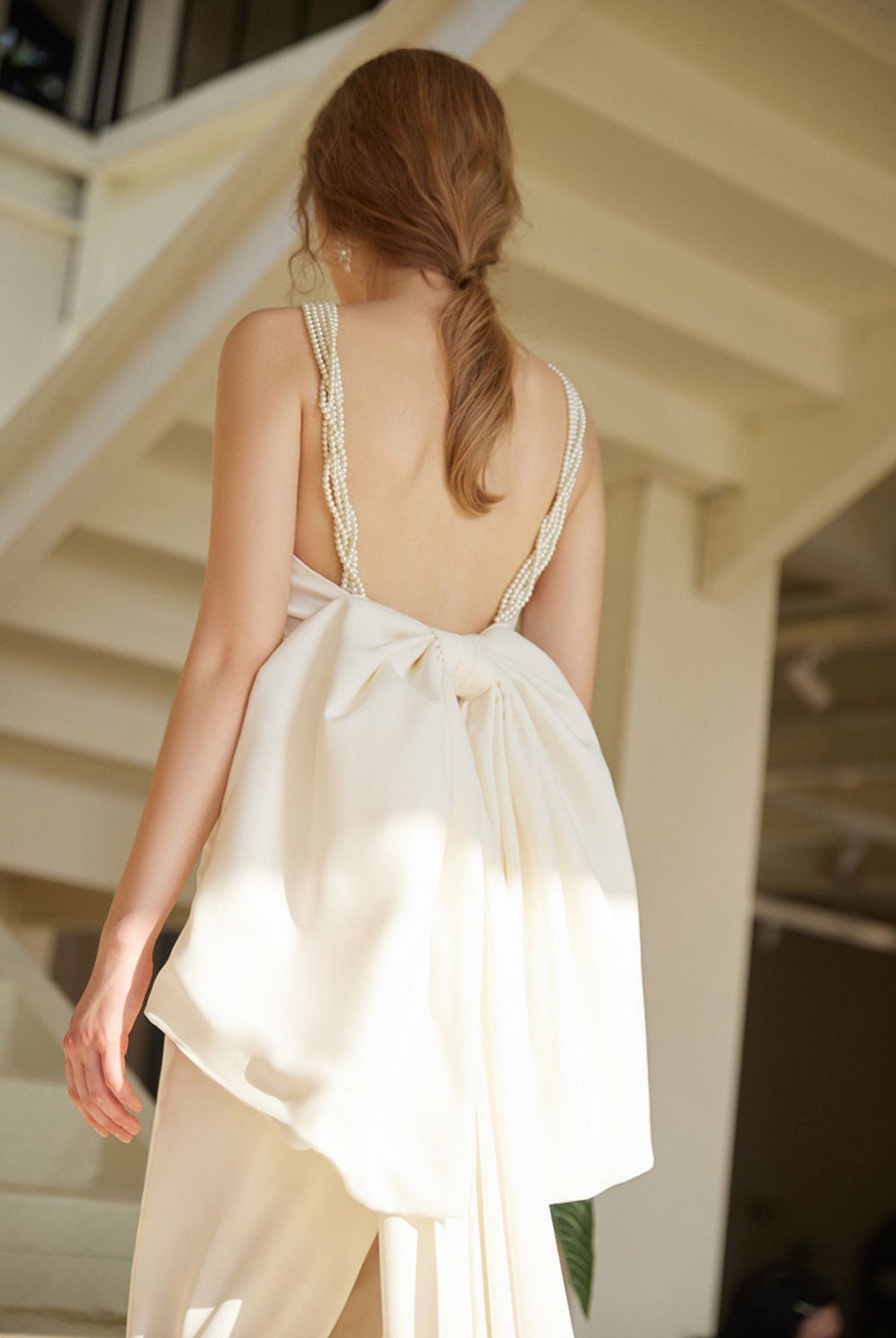 Vow in Motion Pearl-Detail Halter Bridal Gown