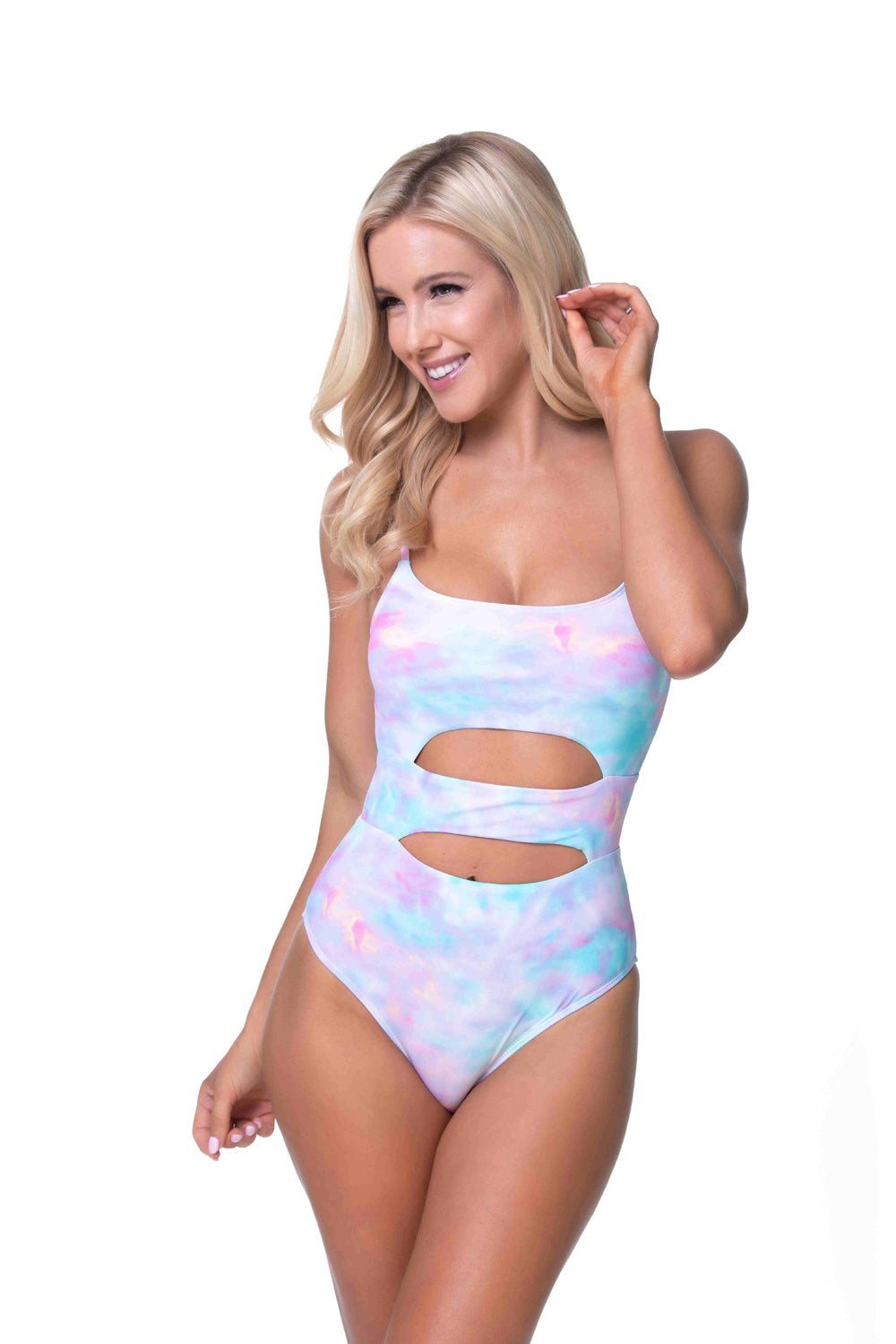TIE DYE CUTOUT DETAIL ONE PIECE SWIMSUIT