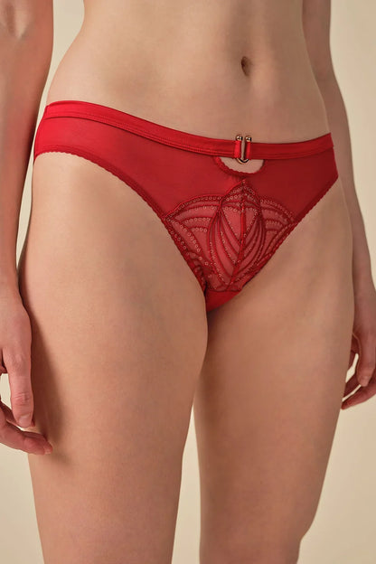 Gossard Viva Red Sheer Embroidered Bikini Panties