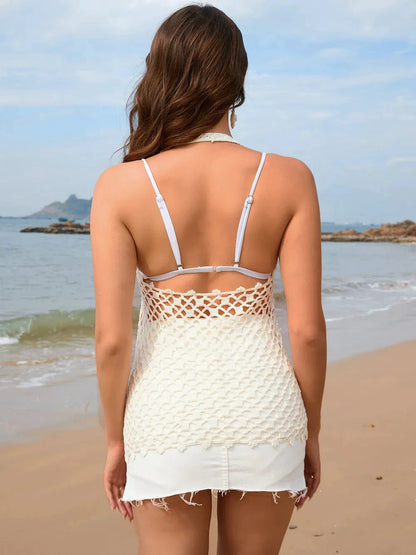 Tied Openework Halter Neck Cover-Up by Trendsi