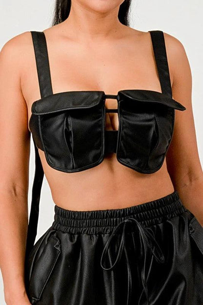 Black Utility Crop Top & Cargo Pant Set by OyeraCharisma