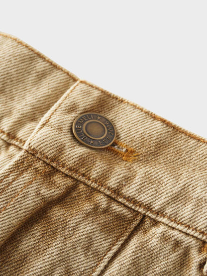 Stitched Pleated Skirt-Tan by Blue Meli