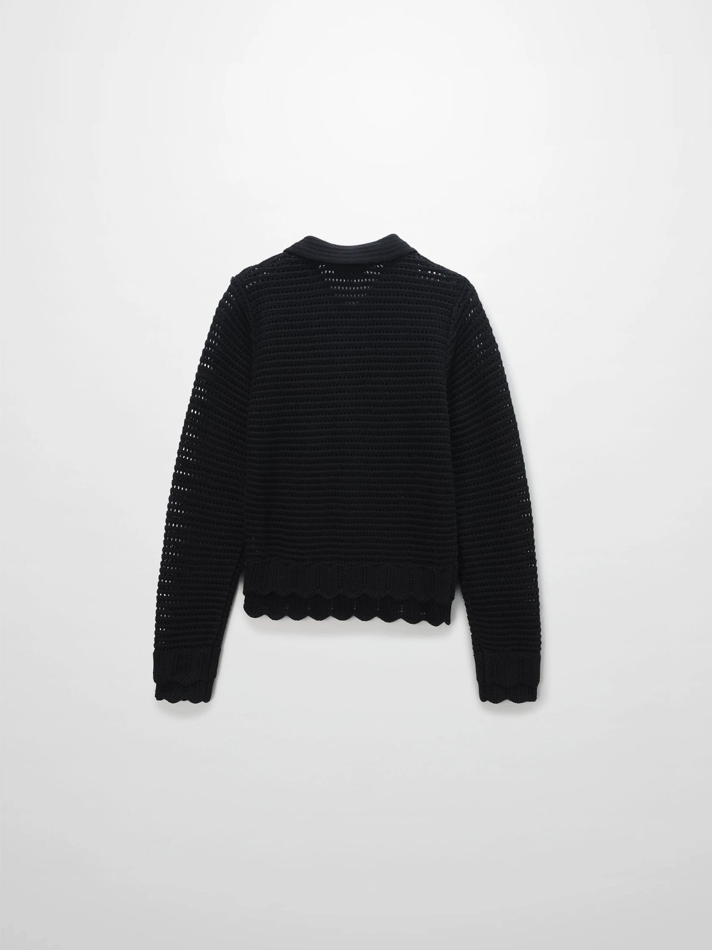 Crochet Ruffle Cardigan-Black by MEENA
