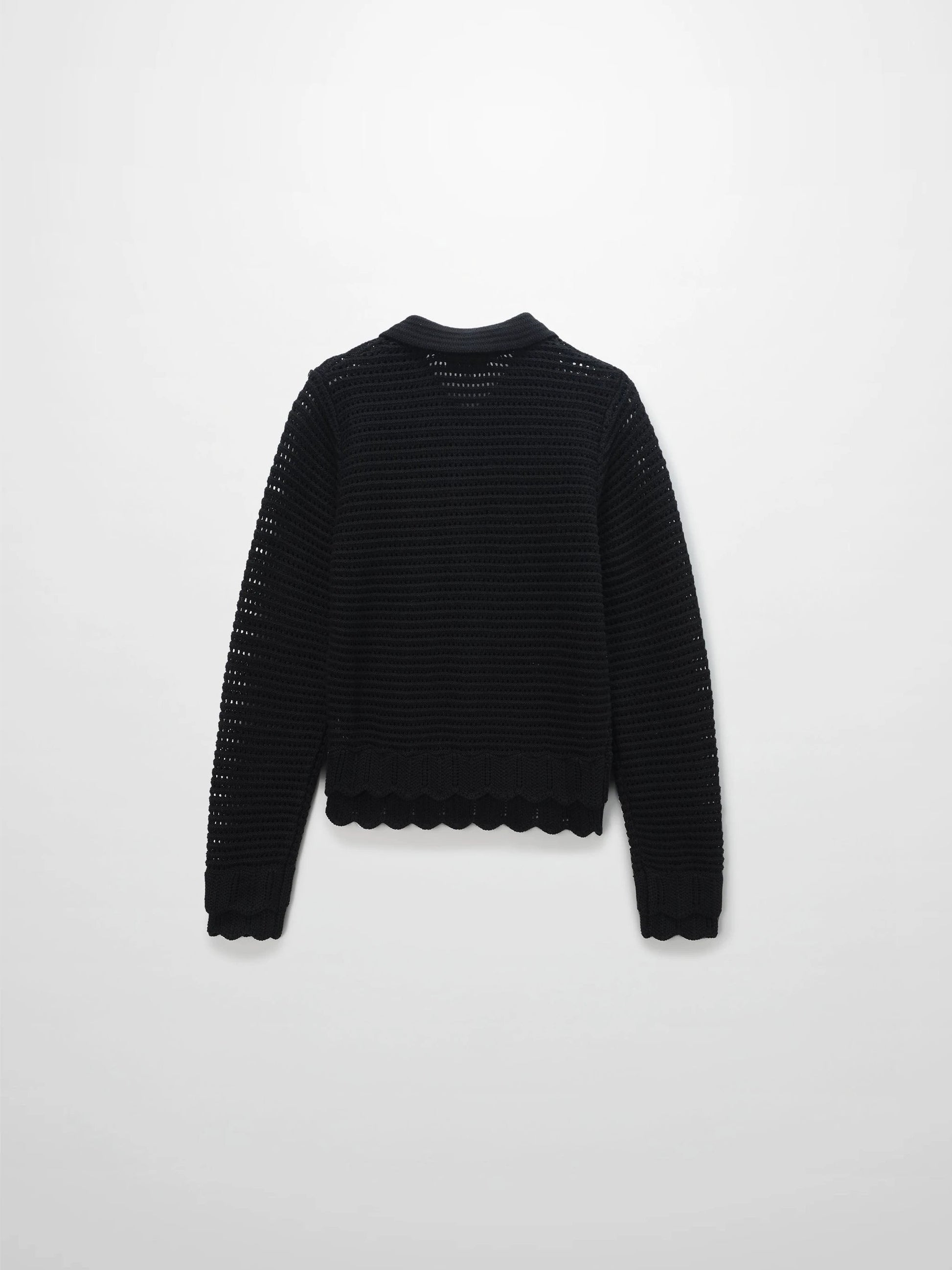 Crochet Ruffle Cardigan-Black by MEENA