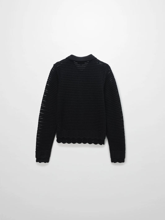 Crochet Ruffle Cardigan-Black by MEENA