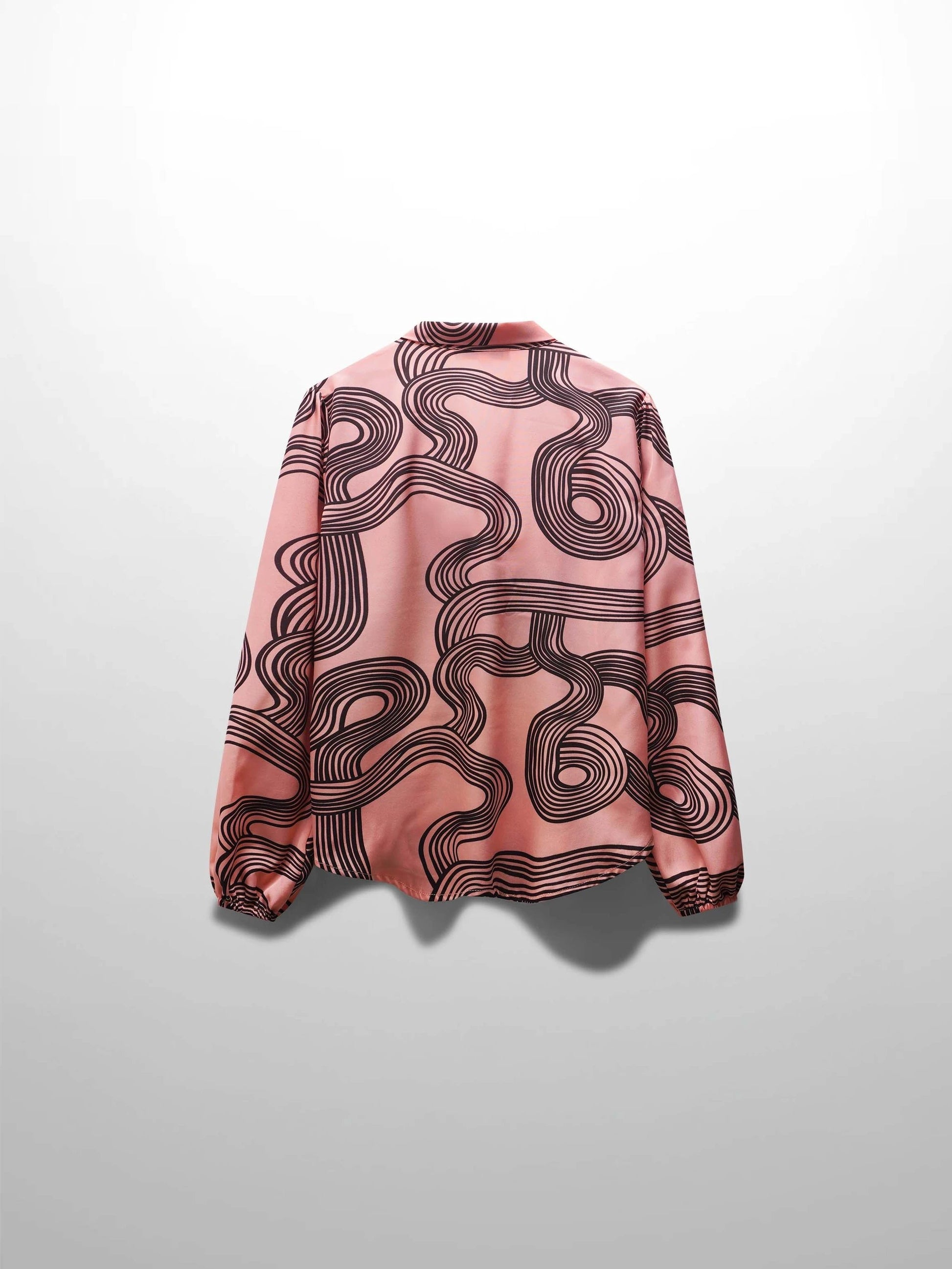 Front Placket Bow Blouse-Black Swirl by MEENA