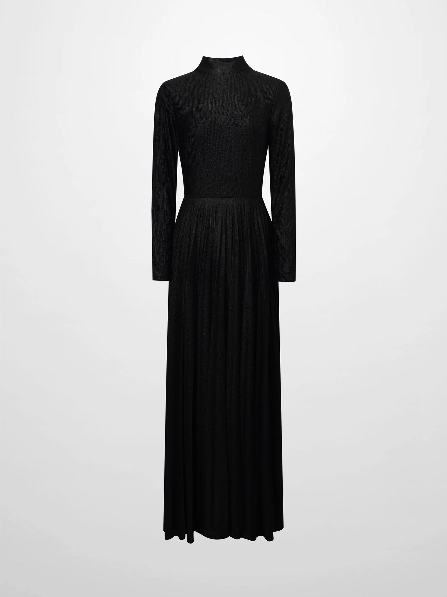 Pleat Bottom Stretch Maxi Dress-Black Shimmer by MEENA