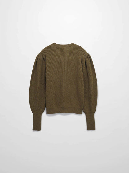 Puff Sleeve Sweater-Olive by MEENA