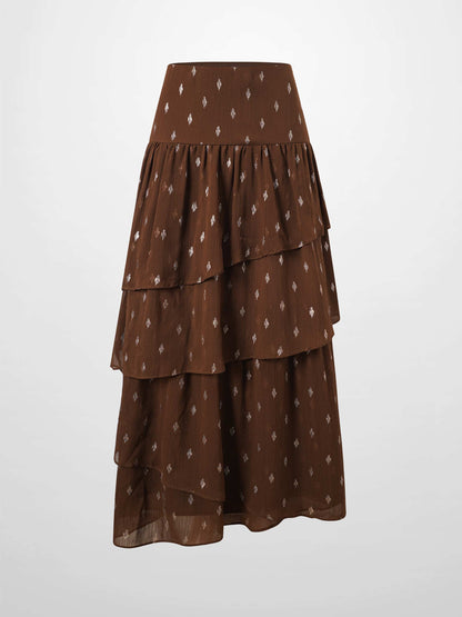 Chiffon Layered Skirt-Gold Brushed by SPACE