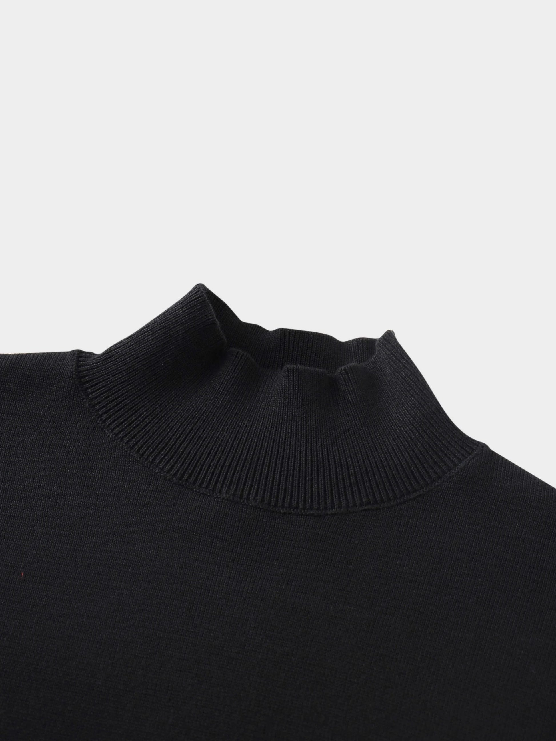 Knit Top Mock Neck Dress-Black by TARI