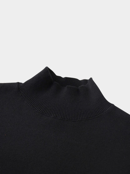 Knit Top Mock Neck Dress-Black by TARI