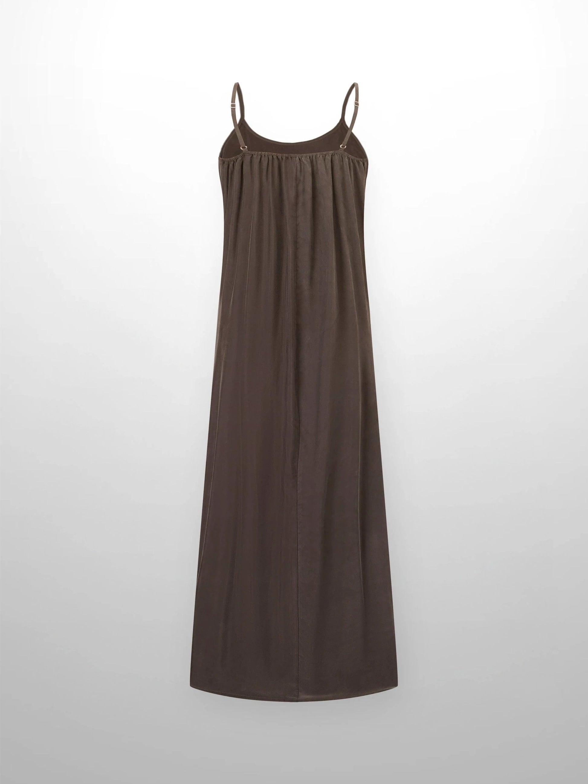 Cupro Crew Neck Slip Dress-Olive by HAILEY