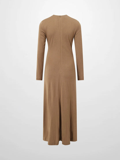Side Shirred Button Down Knit-Camel by TARI