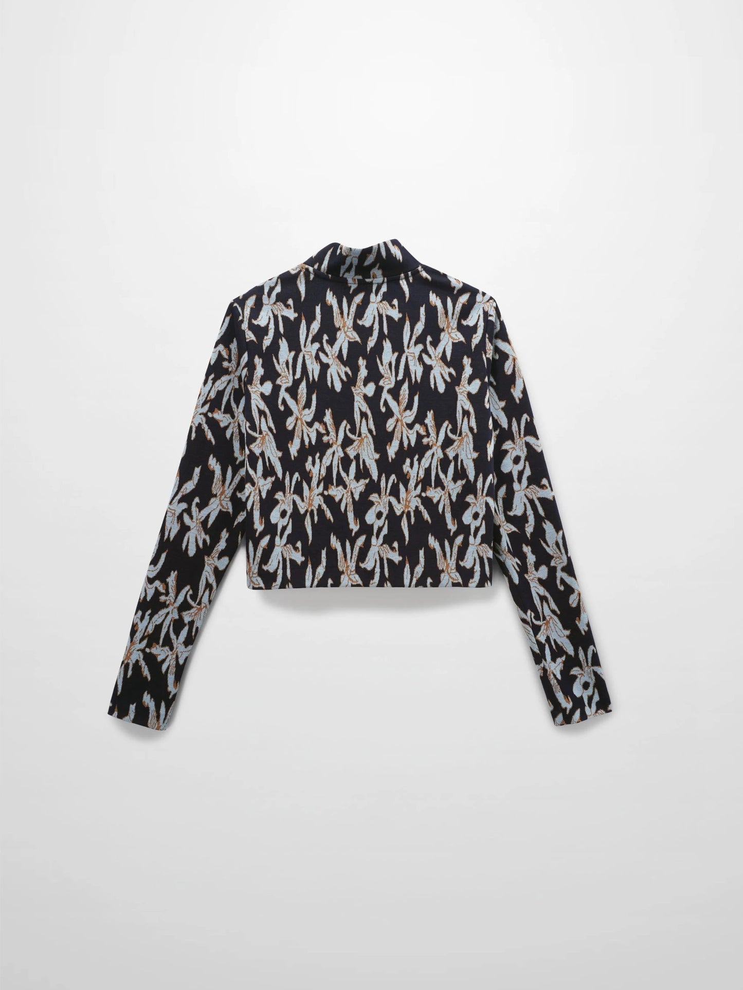 Boxy Mock Neck Top-Blue Floral by HAILEY