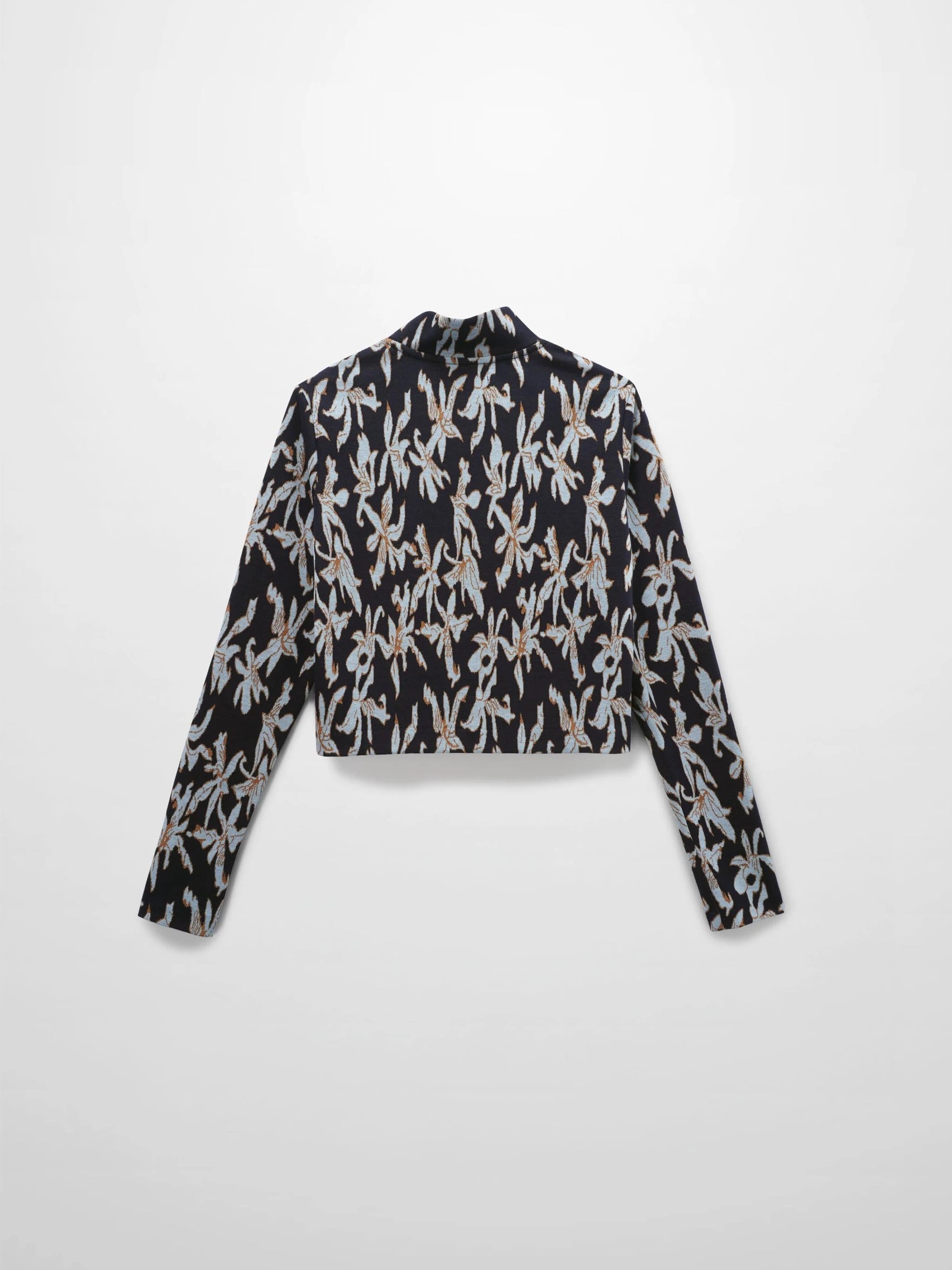 Boxy Mock Neck Top-Blue Floral by HAILEY