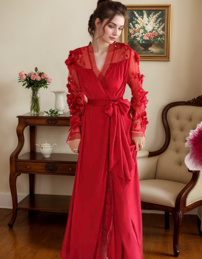 Fleurielle Bloom Floral-Applique Bridal Robe