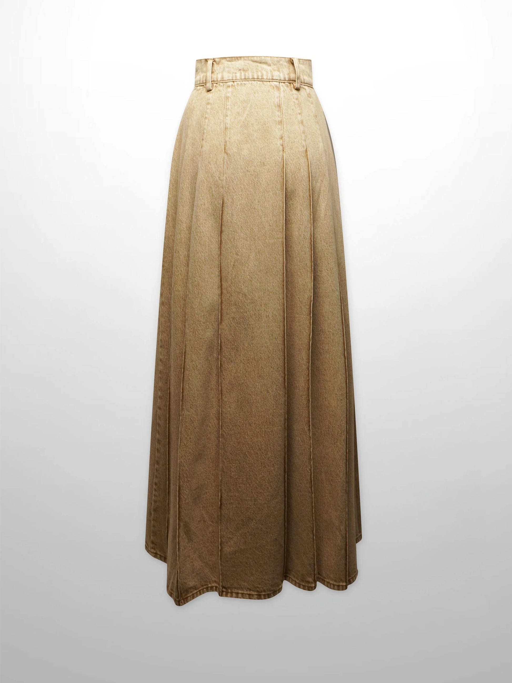 Stitched Pleated Skirt-Tan by Blue Meli