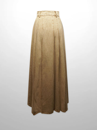 Stitched Pleated Skirt-Tan by Blue Meli