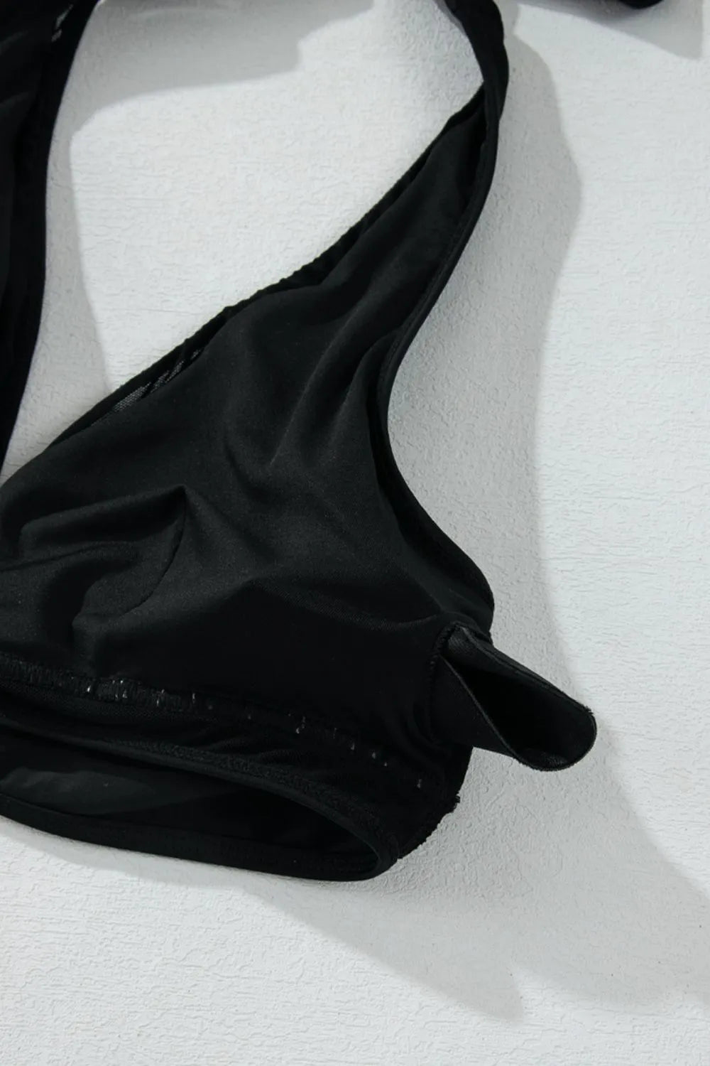 Sheer Mesh Edged Halter V Neck Push Up Bikini Set by Trendsi