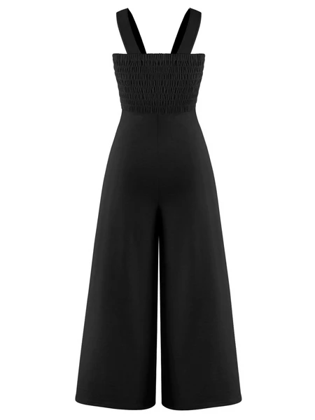 V-Neck Wide-Leg Jumpsuit with Pockets