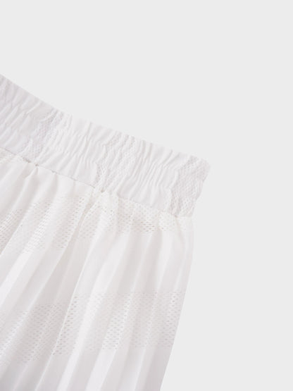 Perforated Pleated Skirt-White by MIRAGE