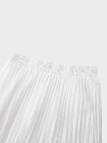 Perforated Pleated Skirt-White by MIRAGE