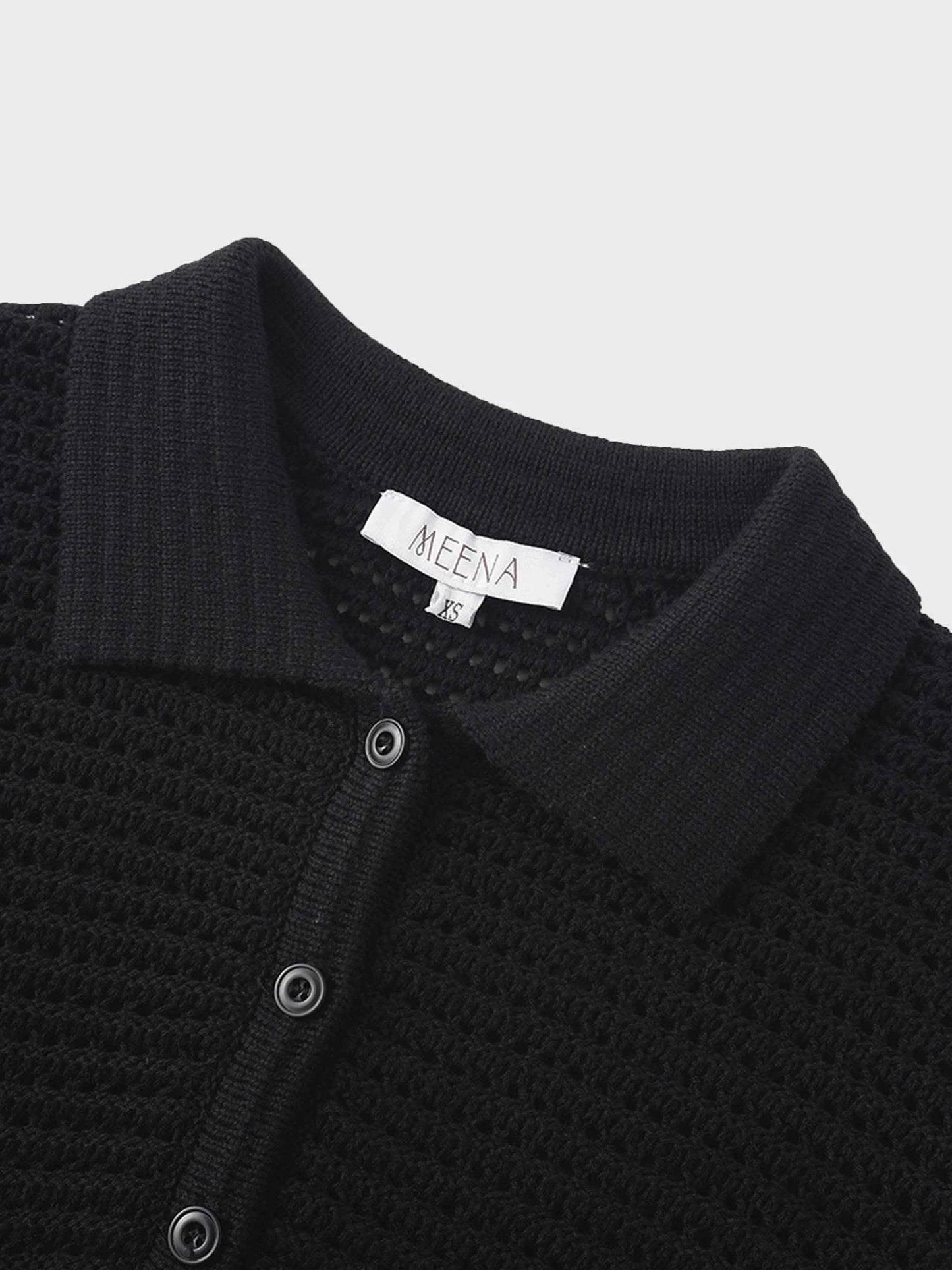 Crochet Ruffle Cardigan-Black by MEENA