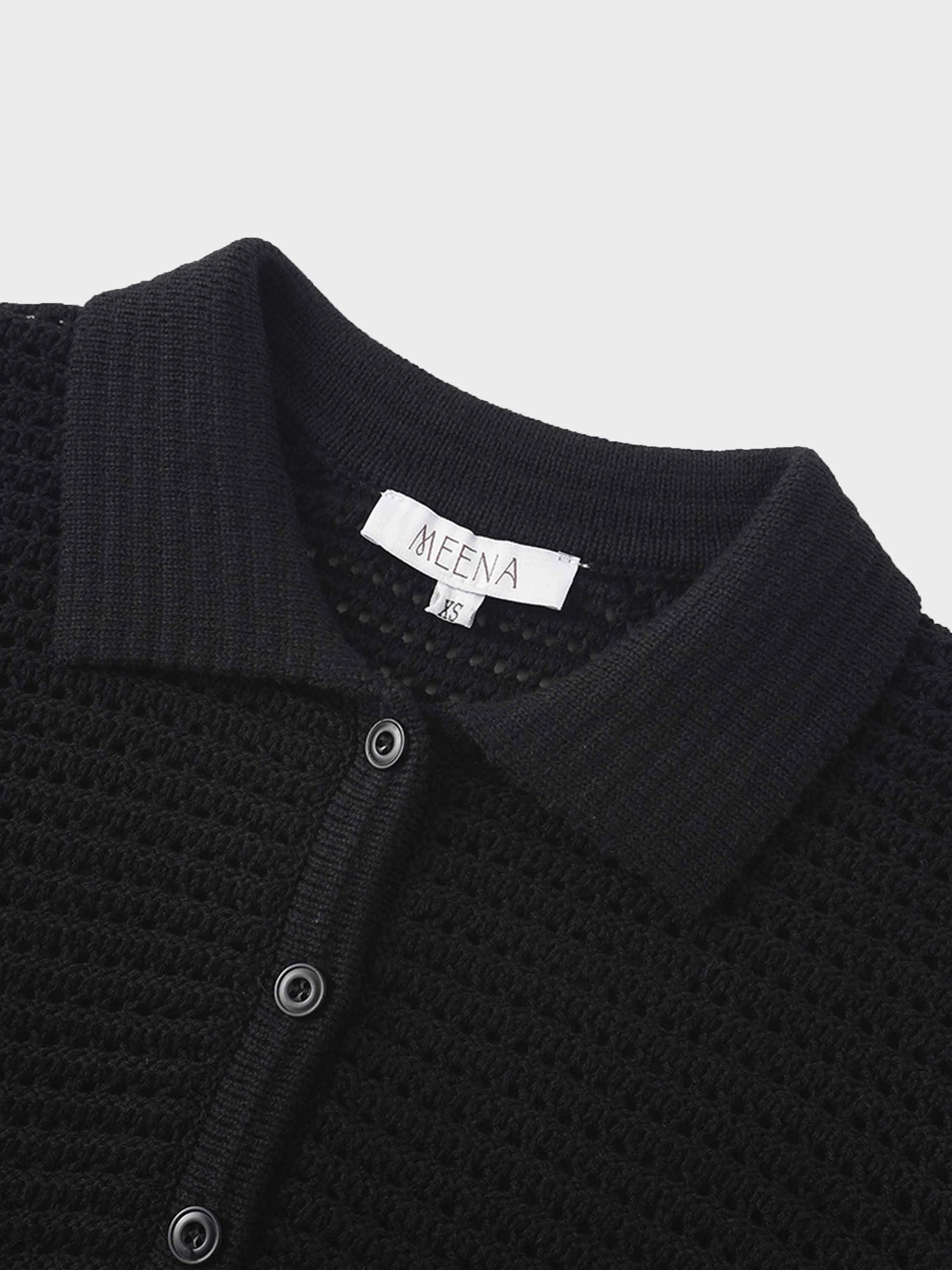 Crochet Ruffle Cardigan-Black by MEENA