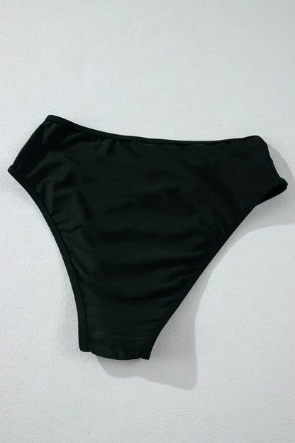 Sheer Mesh Edged Halter V Neck Push Up Bikini Set by Trendsi