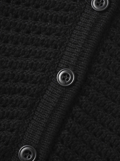 Crochet Ruffle Cardigan-Black by MEENA