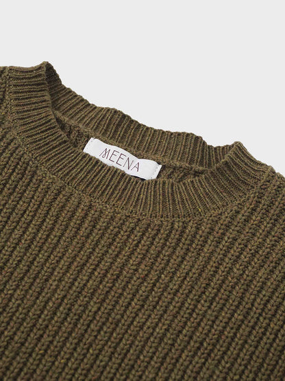 Puff Sleeve Sweater-Olive by MEENA