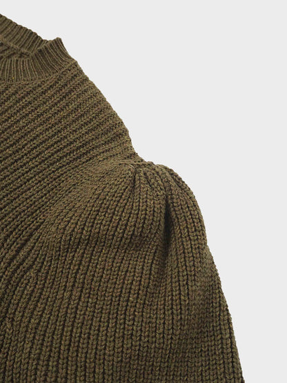 Puff Sleeve Sweater-Olive by MEENA