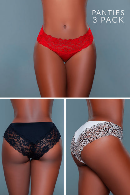 22103PK Arlo Bikini Panty 3 Pack by BeWicked