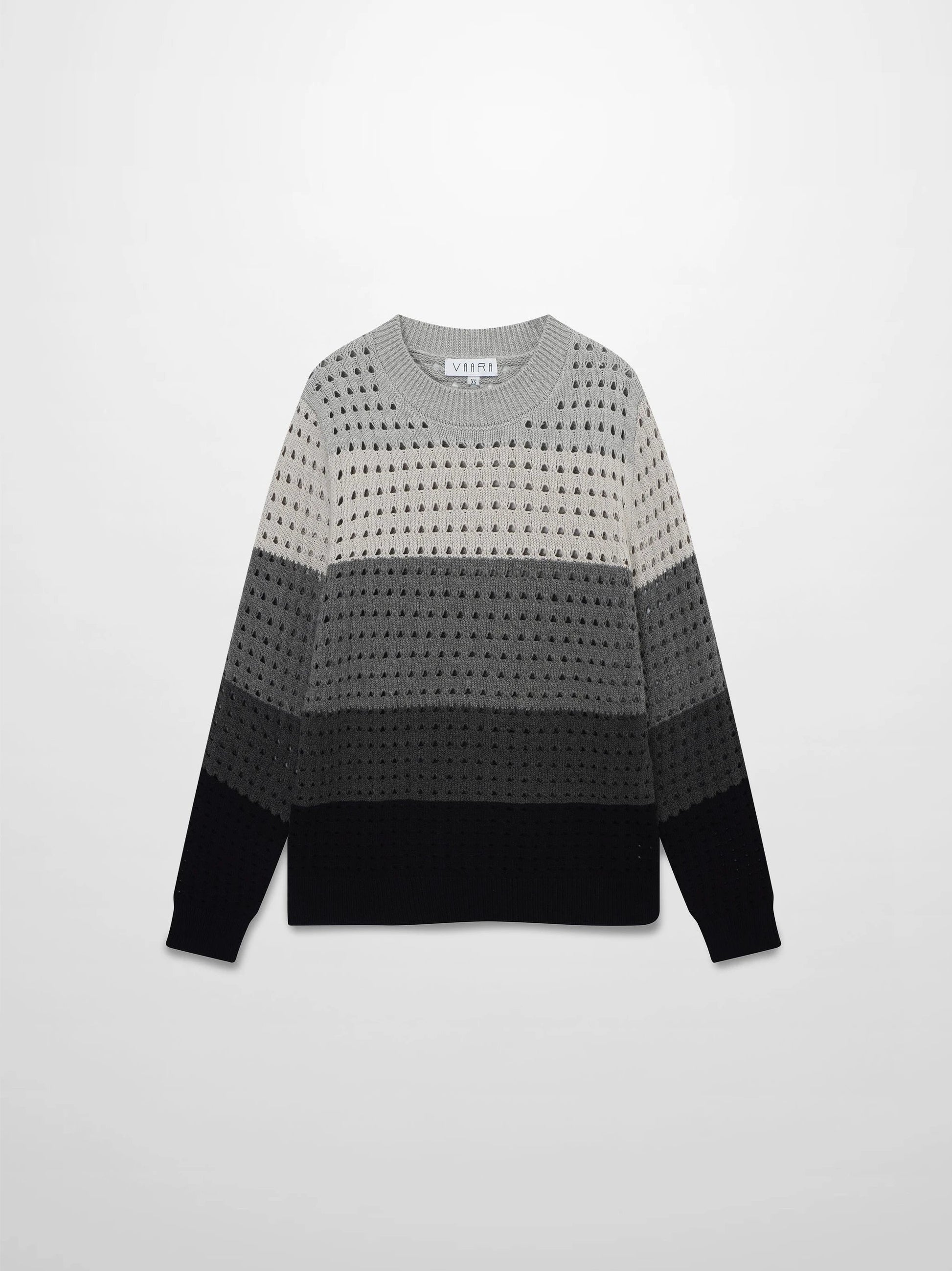 Striped Crochet Sweater-Grey by VAARA