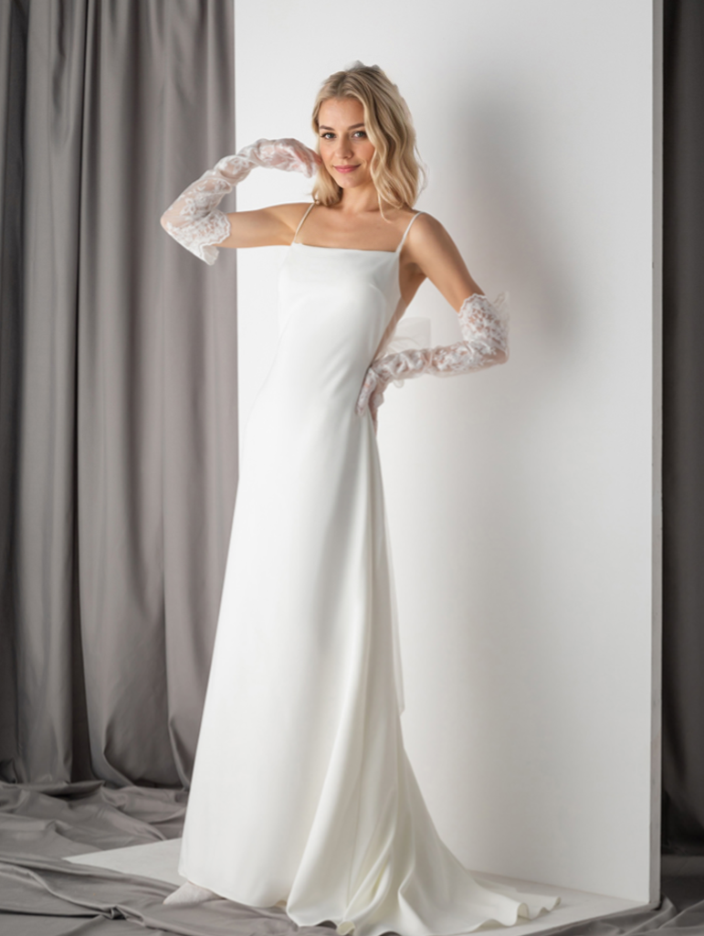 Elara Devotion Bow-Back Satin Wedding Gown
