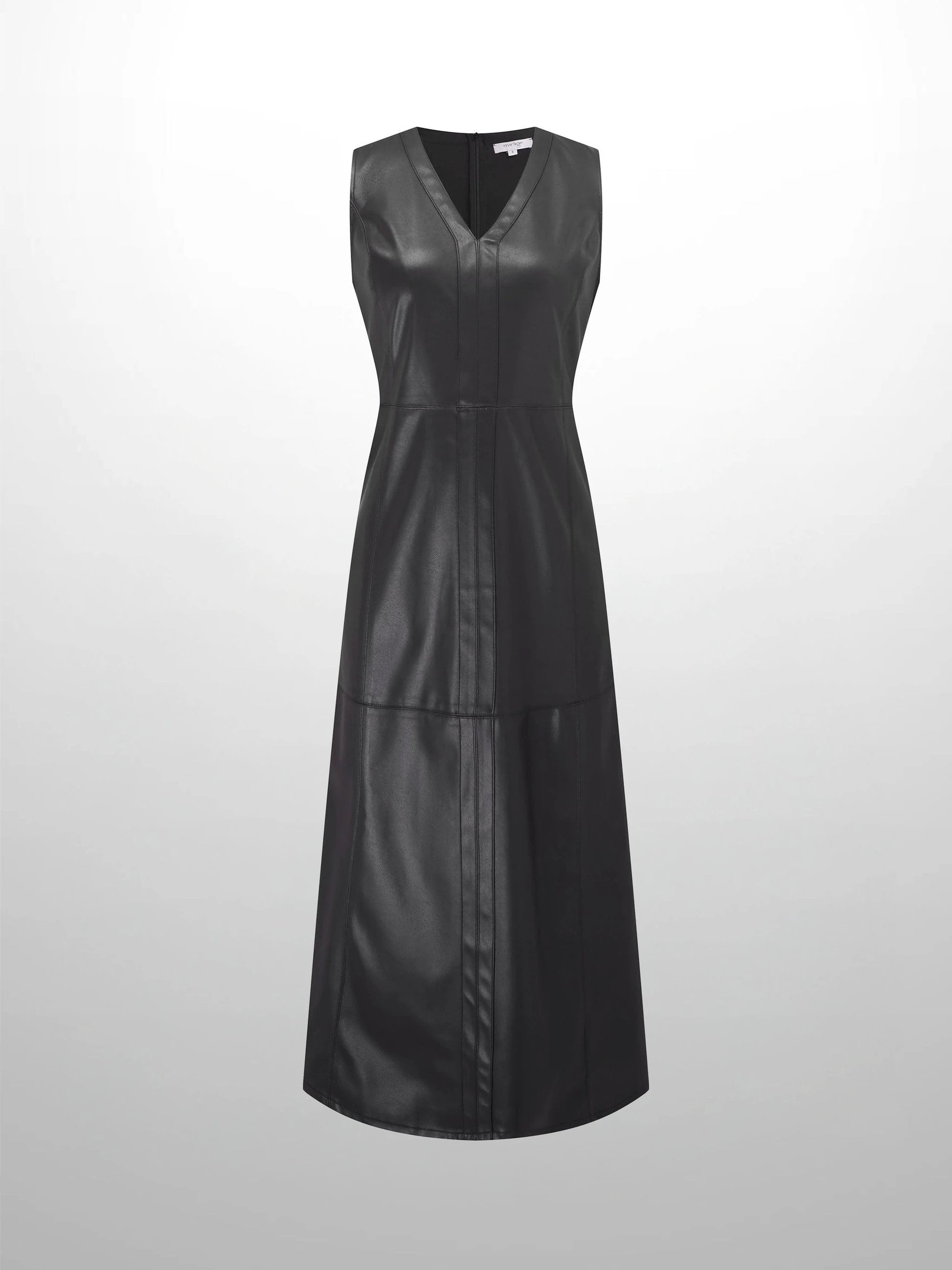 Faux Leather Seamed Jumper - Black by MIRAGE