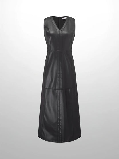 Faux Leather Seamed Jumper - Black by MIRAGE